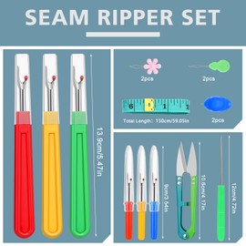 ZMAAGG Seam Ripper-6 PCS Stitch Remover Tool, Seam Rippers for Sewing, Needle Threaders, Tape Measure, Tailors Awl, Thread Snips
