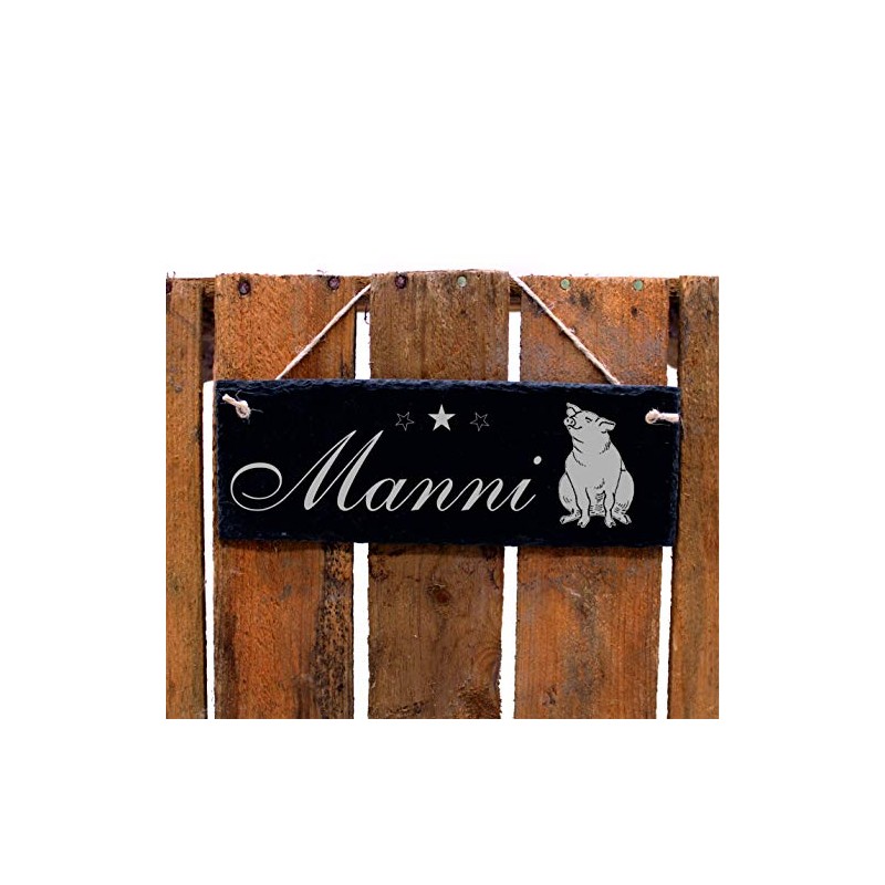 Slate Sign with Engraving Pig Sau Name Stable Name Plate
