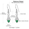 925 Sterling Silver Celtic Knot Lever-Back Drop Earrings, Emerald Dangle
