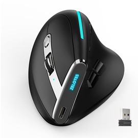 TKMARS Ergonomic Vertical Mouse Right Handed Wireless Bluethooth 5.0 +2.4G USB Vertical Mouse Rechargable 5 DPI 8 Programmable Buttons with Lighting for Laptop Computer Macbook
