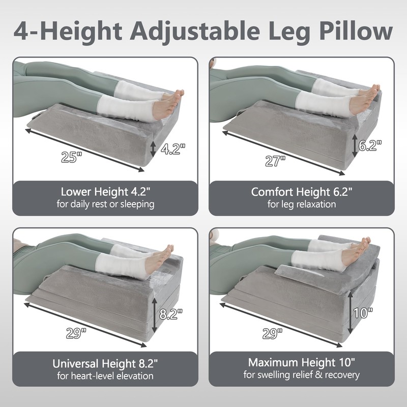 4 Heights Leg Elevation Pillow Blood Circulation, Swelling, L 29"