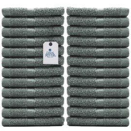 DAN RIVER 100% Cotton Terry Face Towels - Machine Washable, Thick and Plush Washcloths, Luxury Spa or Bathroom Towel, Gray, 13 x 13 Inches, Bulk Pack of 24