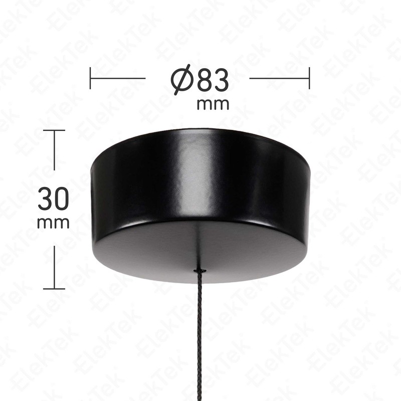 ElekTek Premium Satin Black Bathroom Light Pull Cord Switch Kit