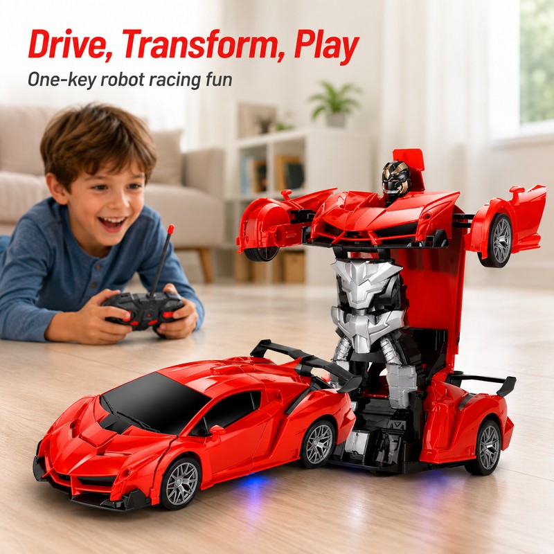 2.4GHz RC Transforming Car Robot Toy – One-Button Deformation Racing