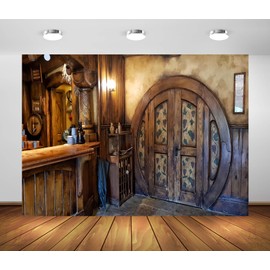 BELECO 2.1x1.5m Fabric Vintage Hobbiton Tavern Backdrop for Photography Hobbit Cave Cabin Backdrop Background for Hobbit Theme Party Decorations Portrait Photoshoot Studio
