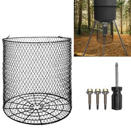 Foldable Deer Feeder Varmint Guard, 13x12 in Stainless Steel Deer Feeder Protective Guards Cage for Outdoor Fores, Keep Raccoon Squirrels Birds Away from Your Feeder