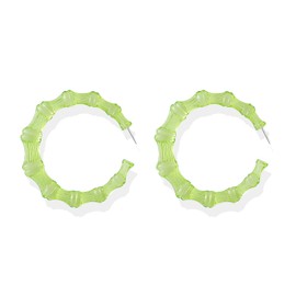 Bamboo Earrings for Women Colorful Acrylic Bamboo Hoop Earrings 80s 90s Large Hoops Earrings Hip Hop Fashion Party Costume Accessories (B: green bamboo earrings)