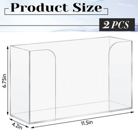 Deekin 2 Pcs Acrylic Paper Towel Dispenser Countertop Folded Paper Towel Holder, 11.4'' W x 4.2'' D x 6.7'' H, Clear Guest Napkin Dispenser for Z-Fold C-Fold Multi-fold Paper Towels