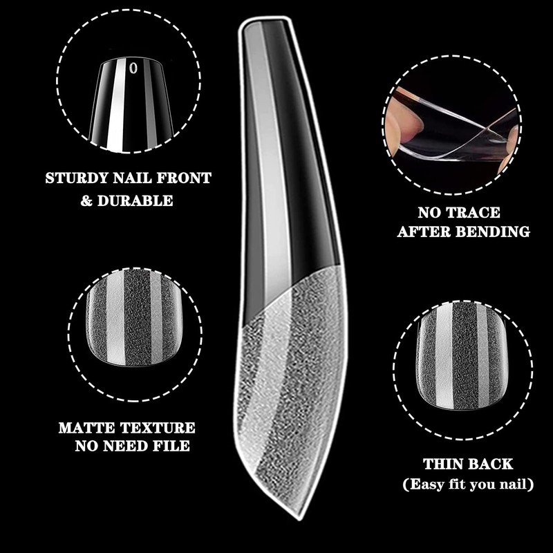 Ballerina Nail Tips, MAGIC ARMOR Pack of 120 Artificial Nails