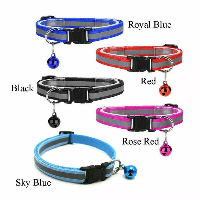 Unbranded Adjustable Reflective Nylon Cat Collar Bell For kitten Small