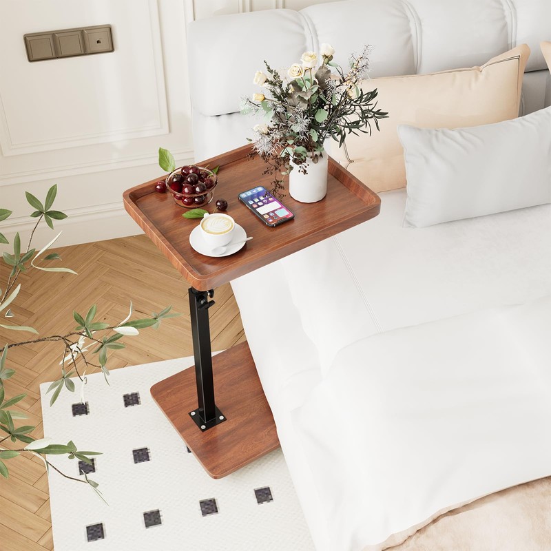 XNSDXV C Table End Table Adjustable Height, 360°Swivel TV Tray