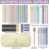 Dacono School Supply Set with Stationery Case, Pastel Highlighters, Gel