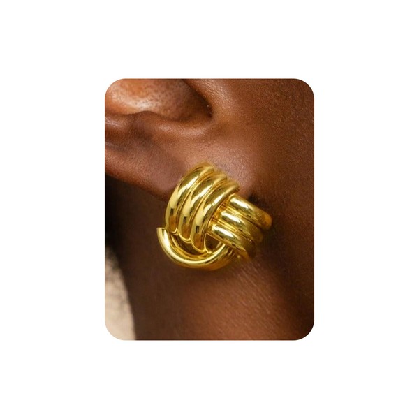 UANNEAU Trendy Gold Knot Earrings Geometric Statement Drop Earrings for