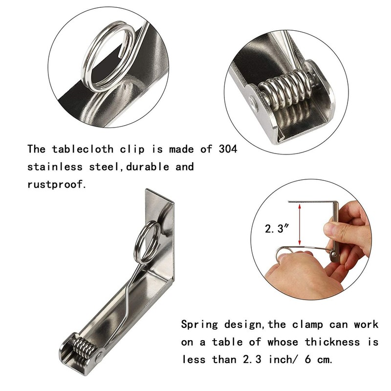 Xrten 4Pcs Tablecloth Clips, Tablecloth Clips for Outdoor Adjustable Table