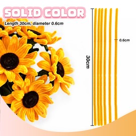 TOAOB 100pcs Pipe Cleaners Crafts Supplies Golden Yellow Pipe Cleaners Chenille Stems 6mm x 12 Inch Fuzzy Pipe Cleaners for DIY Art Crafts Decorations