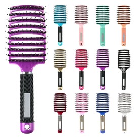 My Sensory Space Detangling Hairbrush, Magical Brush Detangler, Detangler Bristle Nylon Hairbrush, Curved and Vented Detangling Hair Brush (Color : Purple-A)