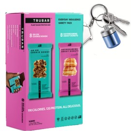Polofl™ Keychain Pill Holder Bundle with Trubar Truwomen Plant-Based Protein Bar Variety Pack Bundle - Oh Oh Cookie Dough & Daydreaming About Donuts Flavors - 16 Bars Total- Vegan, Kosher, Soy Free, Dairy Free, No Sugar Alcohols, Gluton Free, NON-GMO, Na