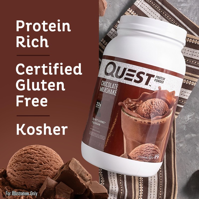 Quest Nutrition Chocolate Milkshake Protein Powder, 22g Protein, 1g Sugar,