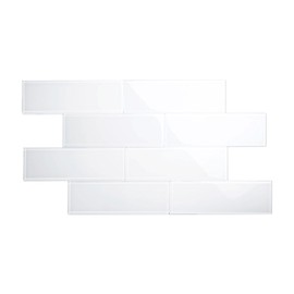 Giorbello Glass Subway Backsplash Tile, 4x4, Bright White, Sample Tile (1 Piece)