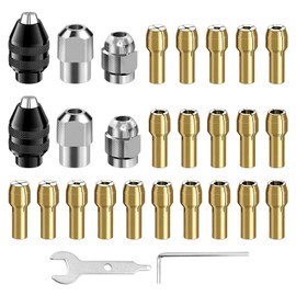 EMVANV 28pcs/Set Drill Chuck Collet for Dremel, 1/32 to 1/8inch, 10 Sizes, 3-jaw Chuck, Quick Change Adapter