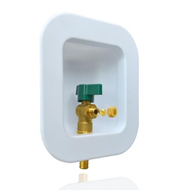 TT FLEX Ice Maker Outlet Box - 1/2 Inch Pex Crimp Inlet x 1/4 Inch OD Compression Outlet, F1807 Crimp with Installed 1/4-Turn Ball Valve