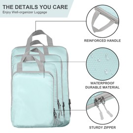 Compression Packing Cubes,Travel Storage Bag, Travel Packing Essentials for Suitcase Organizer Bags, Packing Organiser for Carry On Luggage (Blue, Set of 4)