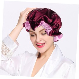 WOONEKY Elegant Double-layer Satin Sleep Bonnet for Women Reversible Hair Cap for Curly Hair for Bathing and Sleeping