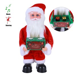 Electric Musical Santa Claus Figure Singing and Dancing Standing Ornament Novelty Christmas Decoration for Home Fireplace Table Xmas Party