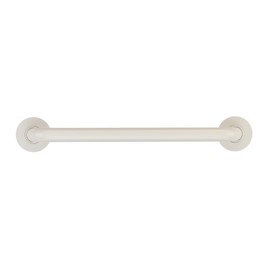 Maykoosh Rustic Refinement Straight Vinyl Coated Grab Bar with Safety Grip and Cover Flange - 1 1/4" Diameter - Size:30" Color: Glossy White