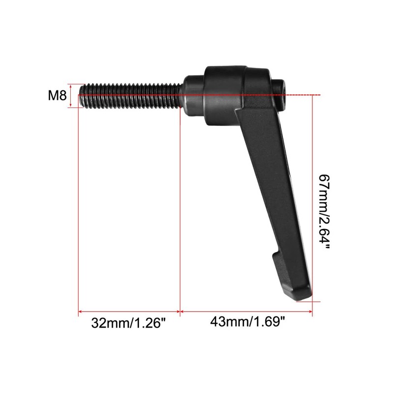 sourcing map 2pcs Adjustable Clamping Lever Handle M8 x 32mm