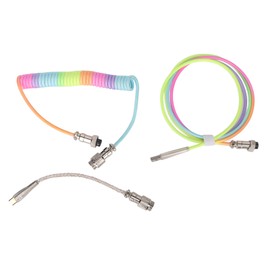 Gaming Keyboard Cable Gradient Color RGB Luminous Custom Mechanical Keyboard Retractable USB C Coiled Spring Cable Type 3