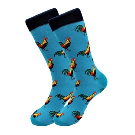 Real Sic Fun Socks for Men and Women - Cozy Cotton Dress Socks with Colorful Designs - Cool, Casual, Pet Patterned (Rooster/Cock)