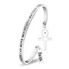 Yongxu Inspirational Faith Bracelet for Women with Engraved Matthew 17:20 'Faith Can Move Mountains' Quote | Adjustable Cuff Bracelets with Oval Cross Charm and Mustard Seed for Christian