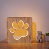 CooPark Dog Paw Wood Bedside Lamp, 3D Optical Cute Puppy