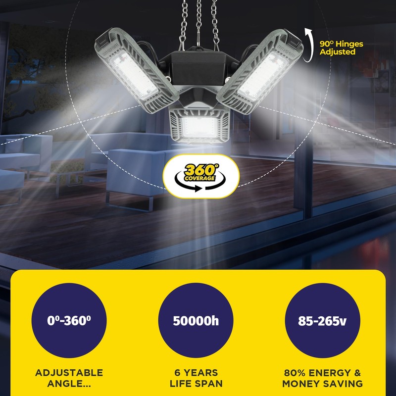 Triburst LED Shop Lights for Workshop, 4000 Lumens Super Bright