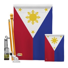 Philippines Garden House Flags Kit Regional Nationality Nation International World Country Particular Area Small Decorative Gift Yard Banner Double-Sided Made In USA 28 X 40