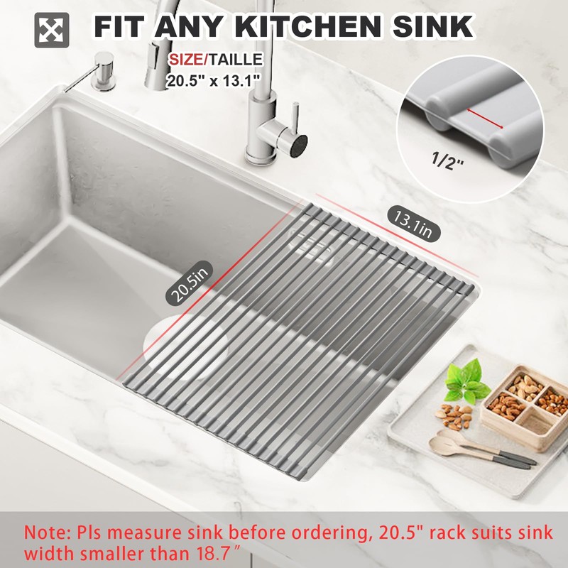 MERRYBOX Roll Up Dish Drying Rack, Over The Sink Dish