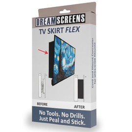 Dreamscreens TV Skirt Flex – Conceals TV Mounts and Cables – Adjustable Width, Height, and Tilt – One Size Fits Most TVs – Easy Tool-Free Install – Black