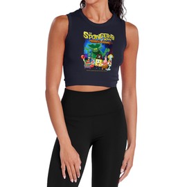 Popfunk Spongebob Movie 2025 Crew Lineup Women's Sleeveless Crop Top Tank, Navy, X-Large