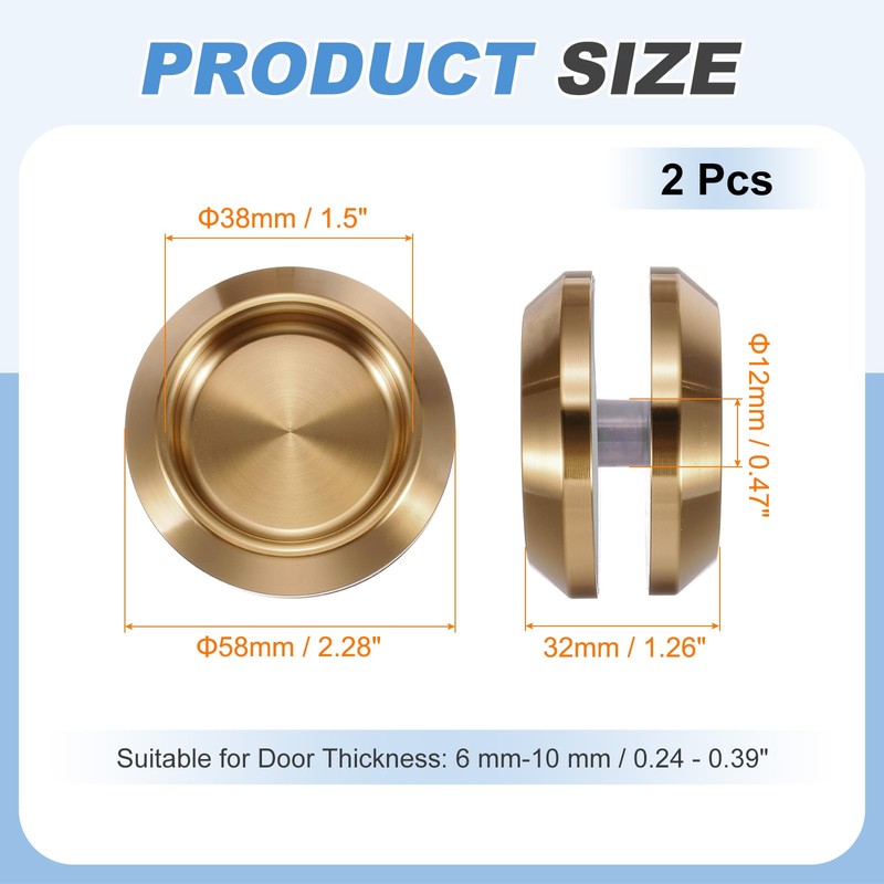 PATIKIL Round Sliding Glass Door Handle, 2 Pack 304 Stainless
