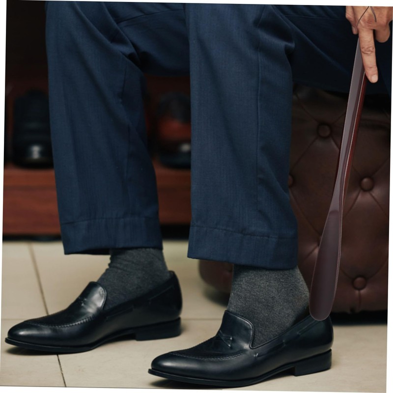 PACKOVE Wooden Shoehorn Long Handle Ergonomic Shoe Puller for Men