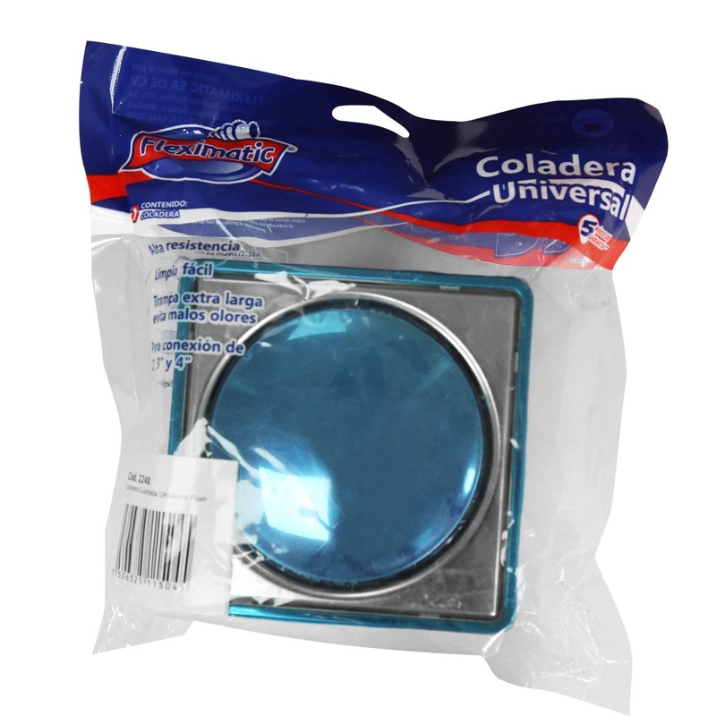 Fleximatic Coladera Universal Cuadrada Push, 2248, Acero Inoxidable, ABS, Resina