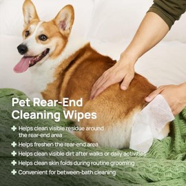 HICC Pet Toallitas Limpiadoras para Zonas Sensibles y Glndulas Anales (100 pz) - Aseo Diario de Perros y Gatos - Alivia Infecciones y Mal Olor        