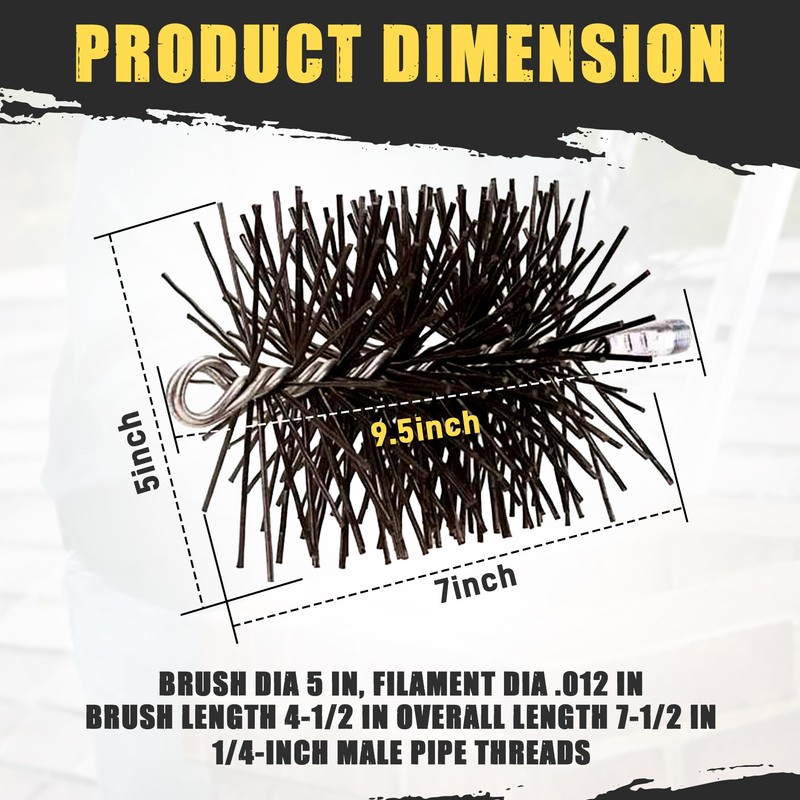 5” Round Poly Chimney Brush | Heavy-Duty Cleaning Head with