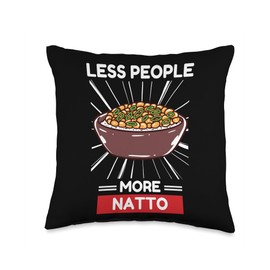 Cute Less People More Natto Kawaii Aesthetic Cute Kawaii Less People More Natto Food Lover Throw Pillow, 16x16, Multicolor