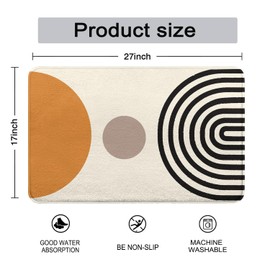 Twyt decor Mid-Century Abstract Modern Imitation Cashmere Bathroom Mat Rug - Rubber Non-Slip Absorbent Soft Bathroom Rugs for Bathtub Shower Sinks (17" L x 27" W)
