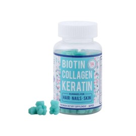 Biotin Collagen Keratin Gummies for Hair Growth Skin and Nail 60 Count
