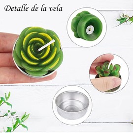 12 velas de cactus 、Decorativo hecho a mano delicada luz de té de cactus sin humo, adecuado para fiestas, festivales, cumpleaños, bodas, decoración del hogar