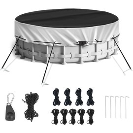 NEVERLAND Winter Pool Cover 15FT Round - Heavy-Duty 420D Oxford Above Ground Swimming Pool Cover, Debris-Proof, Cold-Resistant & UV-Resistant with Upgraded Adjustable Tensioner, Sliver