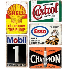 Set of 5 Garage Metal Signs Retro: WIYETY 20 x 30 cm Metal Poster Workshop Tin Sign, Vintage Metal Sign, Garage Metal Signs Retro for House Wall Room Decoration Bar Decoration